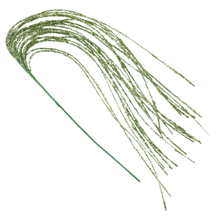 Ramură decorativă cu fire subțiri și sclipici JANIS, Verde, 65cm [1]
