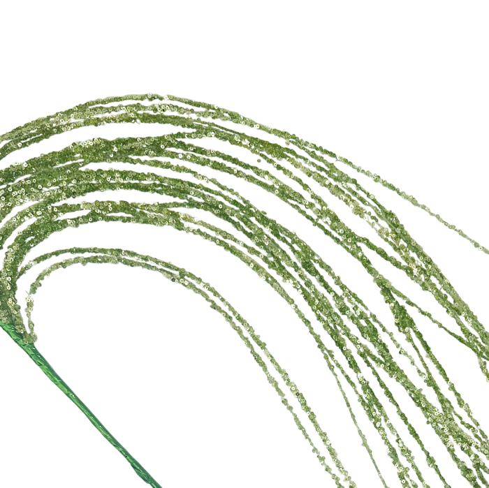 Ramură decorativă cu fire subțiri și sclipici JANIS, Verde, 65cm [2]