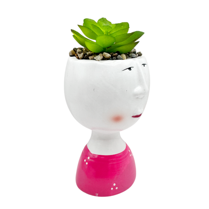 Ghiveci decorativ tip bust fucsia LETY cu planta artificiala [2]