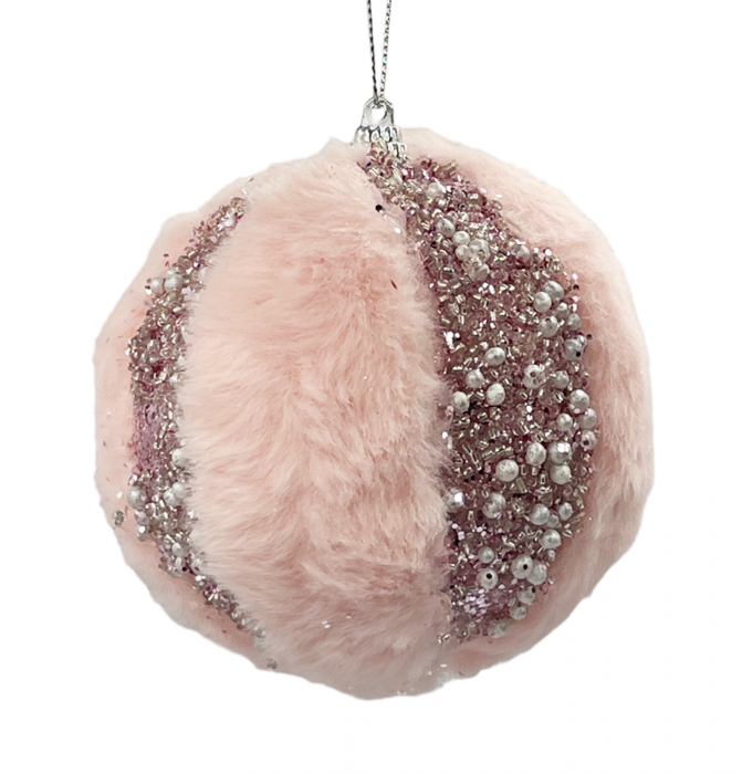 Glob de  Craciun FLUFFY, Roz deschis, 10cm [1]