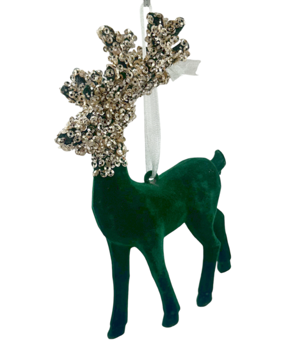 Ren decorativ din catifea verde cu coarne stralucitoare [2]