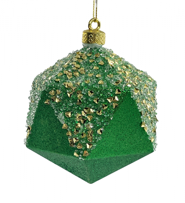 Glob de Craciun ASTRID, Verde/ Auriu, 8cm [1]