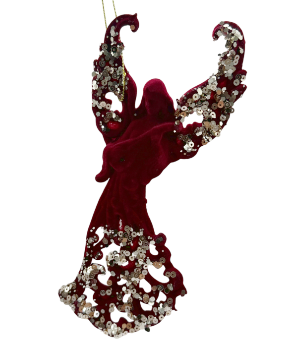 Glob de Craciun Ingeras cu paiete GLAM, Burgundy, 7x17cm [1]