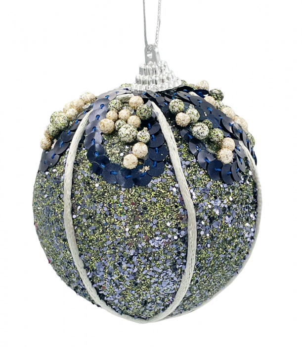 Glob de Craciun CHARM, Albastru verzui, 8cm [1]
