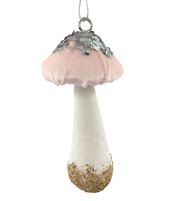 Glob de Craciun Ciuperca DELICE, Roz/ Alb, 13cm [1]