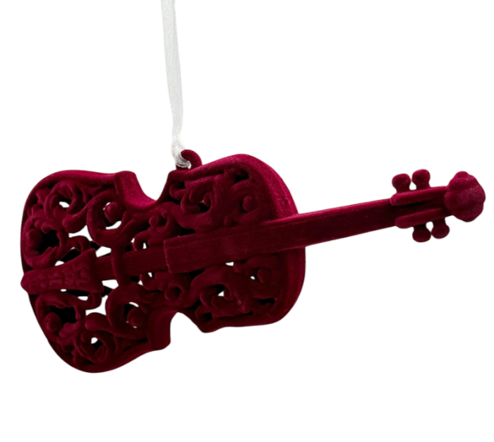 Decoratiune Craciun - Vioara GLAM, Burgundy, 7x18cm [2]