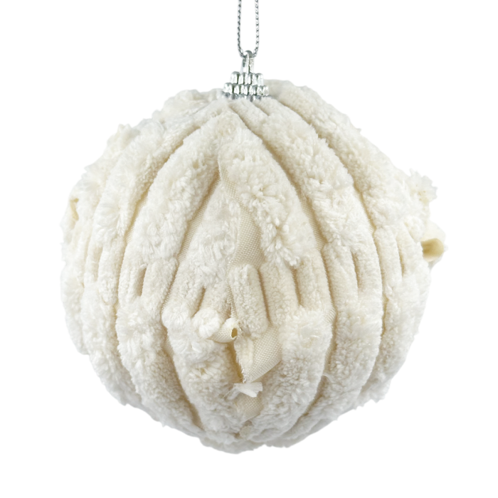 Glob de Craciun cu blanita FLUFFY, Crem, 10cm [1]