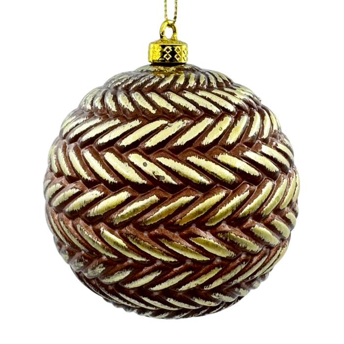 Glob de Craciun cu linii oblice SPIKE, Maro Auriu, 10cm [1]