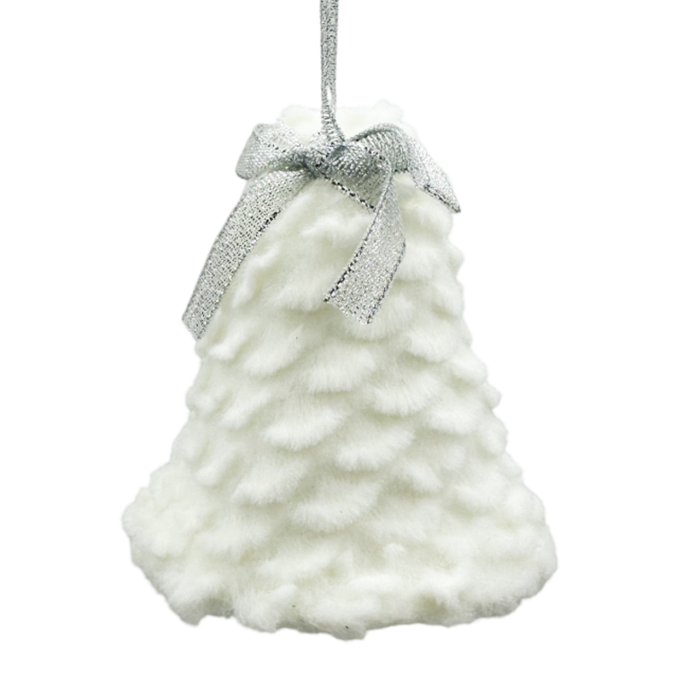 Glob de Craciun Clopotel cu blanita FLUFFY, Alb, 9cm [1]