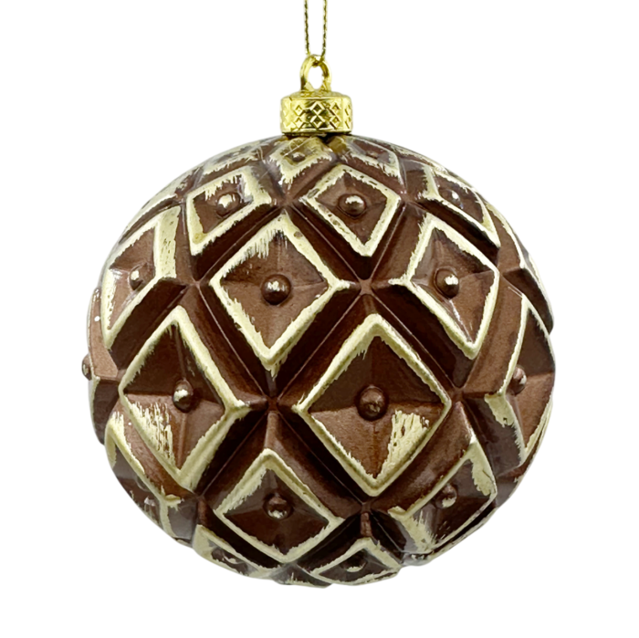 Glob de Craciun cu romburi RORY, Maro/ Auriu, 10cm [1]