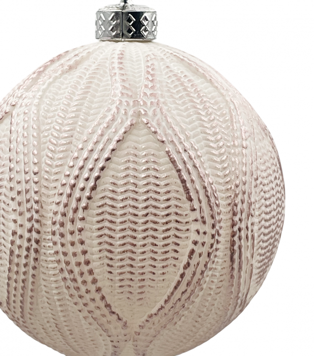 Glob de Craciun NOEL, Alb/ Roz sampanie, 8cm [2]