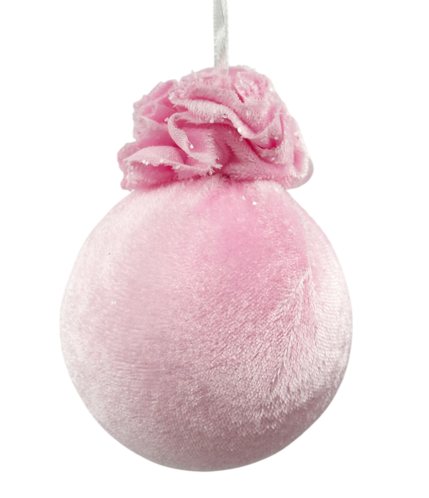 Glob de Craciun VELVET, Roz, 8cm [1]
