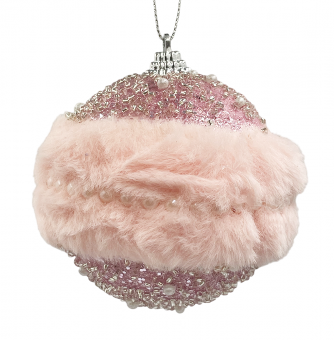 Glob de  Craciun FLUFFY, Roz deschis, 8cm [1]