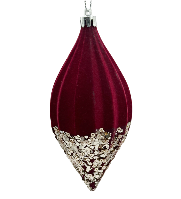 Glob de Craciun Con cu paiete GLAM, Burgundy, 5x12cm [1]