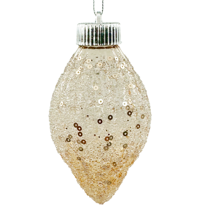 Glob de Craciun glazurat cu paiete TEARS, Auriu, 6x12cm [1]