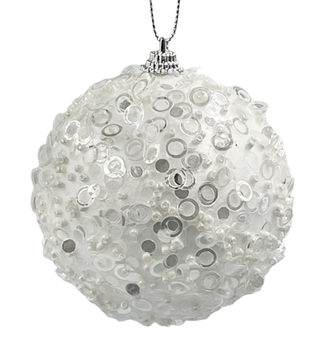 Glob de Craciun SHINNY, Alb, 8cm [1]