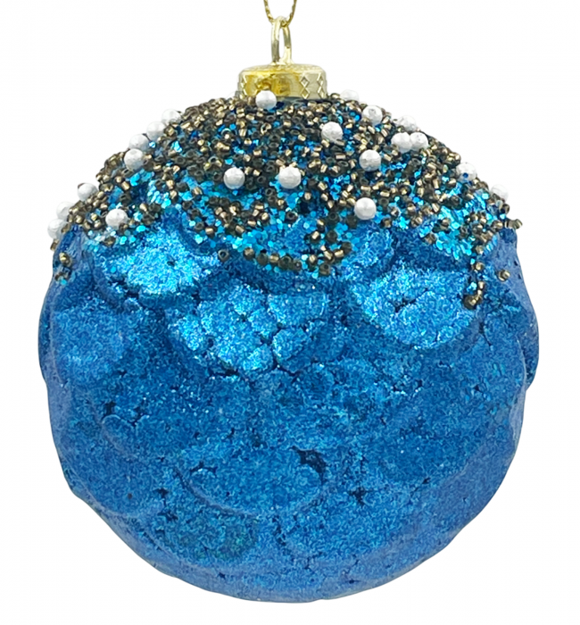 Glob de Craciun PEARL, Albastru, 10cm [1]