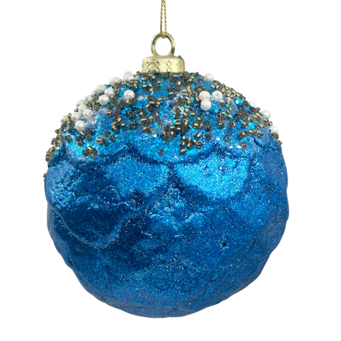Glob de Craciun PEARL, Albastru, 10cm [1]