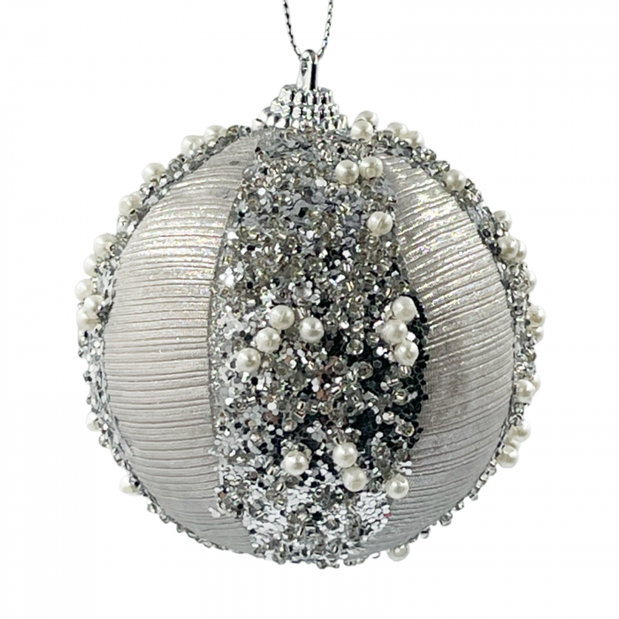 Glob de Craciun PEARL, Argintiu, 8cm [1]