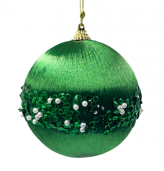 Glob de Craciun PEARL, Verde, 10cm [1]