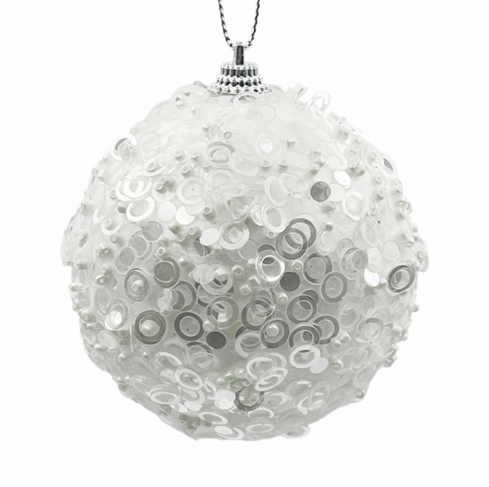 Glob de Craciun SHINNY, Alb, 8cm [2]