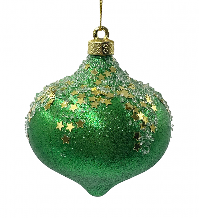 Glob de Craciun TEARS, Verde/ Auriu, 8cm [1]