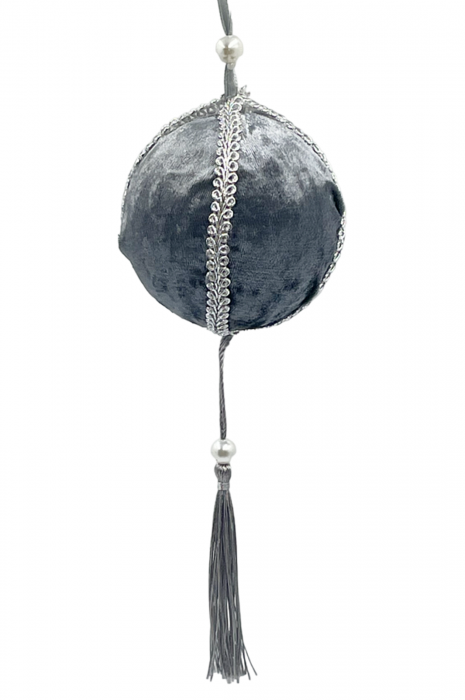 Glob de Craciun VELVET, Gri argintiu, 8cm [1]