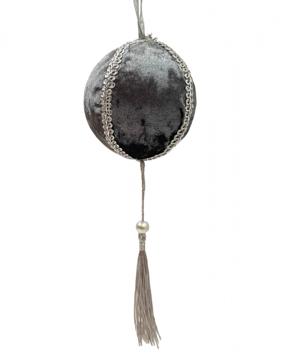 Glob de Craciun VELVET, Gri argintiu, 8cm [2]