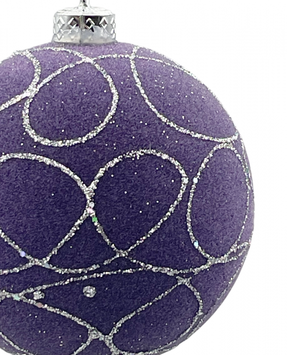 Glob de Craciun VELVET, Mov, 8cm [2]