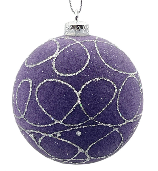 Glob de Craciun VELVET, Mov, 8cm [1]