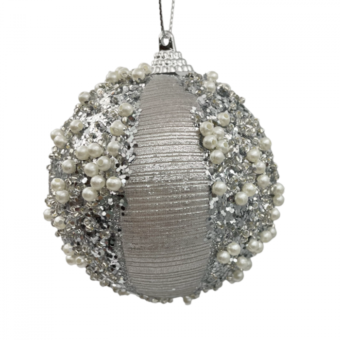 Glob de Craciun PEARL, Argintiu, 8cm [3]