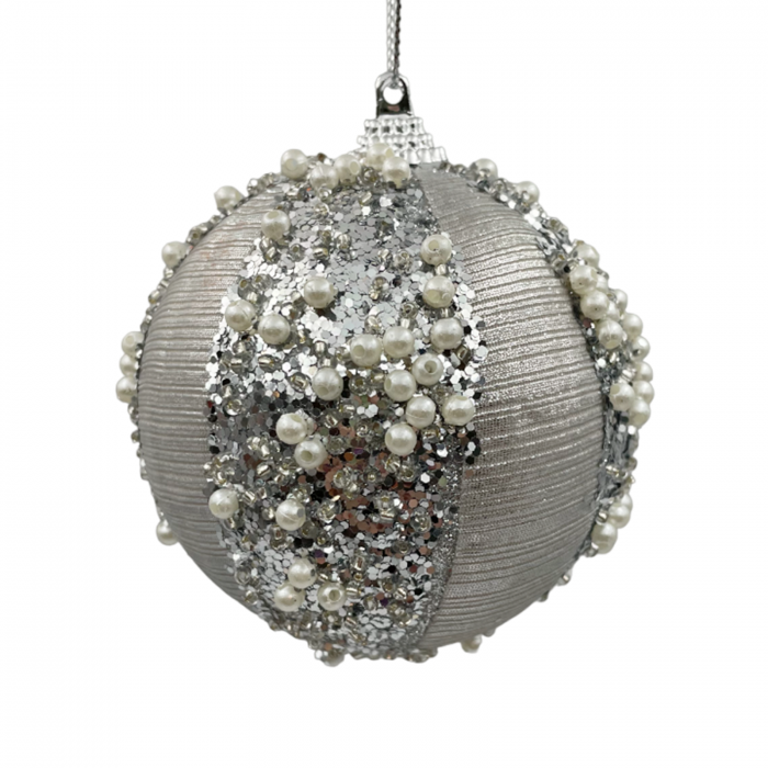 Glob de Craciun PEARL, Argintiu, 8cm [2]
