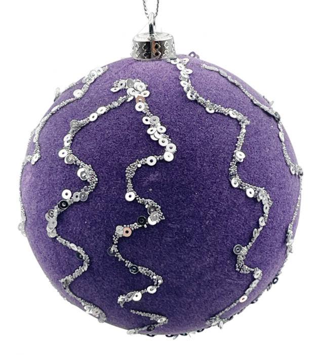 Glob de Craciun VELVET, Mov, 10cm [1]