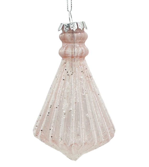 Glob roz prăfuit cu sclipici argintiu – formă alungită vintage [1]