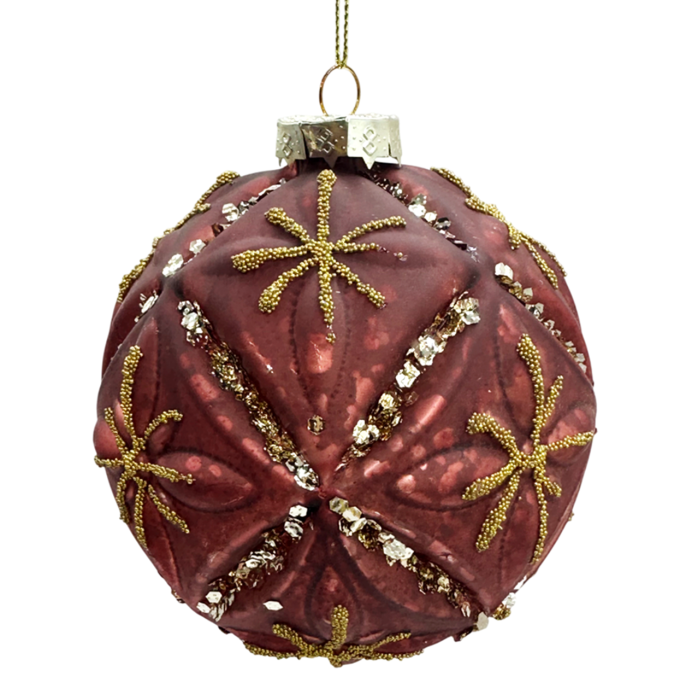 Glob de Crăciun bordo cu detalii aurii – eleganță festivă și strălucire rafinată [1]