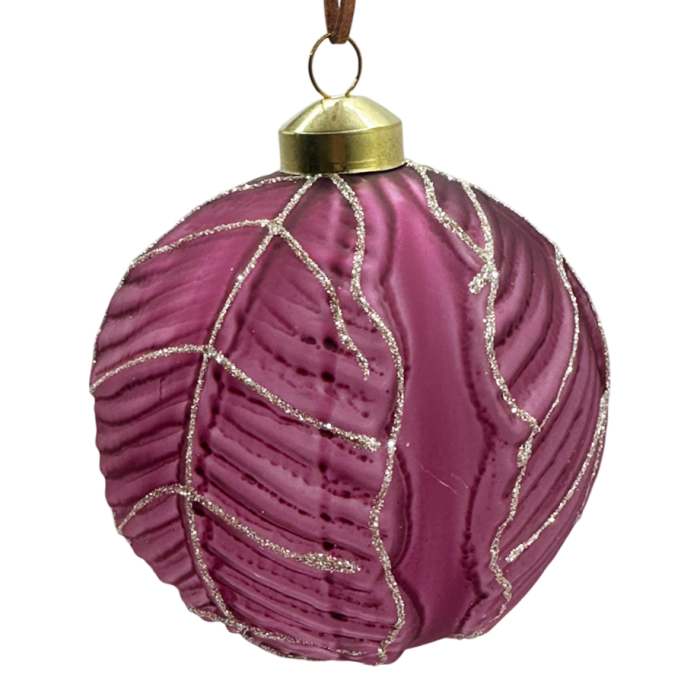 Glob de Crăciun mov prună cu dungi argintii – eleganță și rafinament [1]