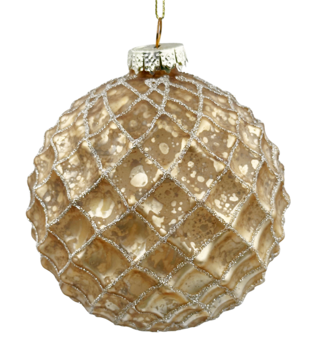 Glob din sticla cu romburi LUXE DIAMOND, Auriu, 10cm [1]