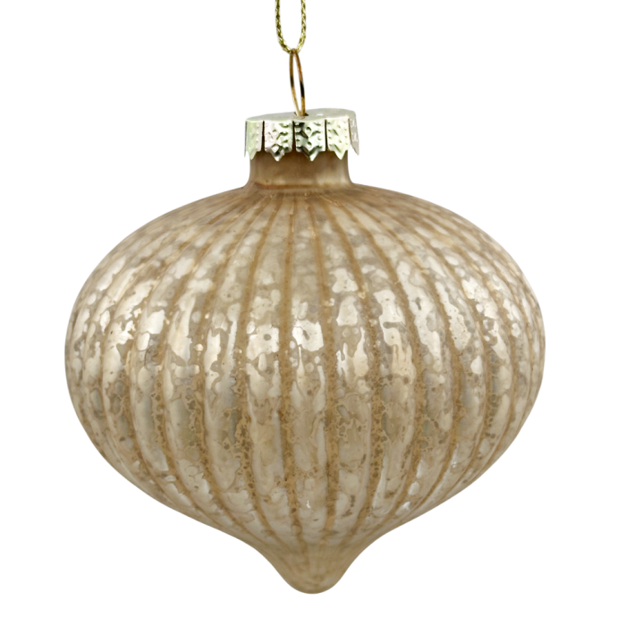 Glob din sticla vintage LUXE ABRAHAM, Sampanie/ Auriu, 8cm [1]