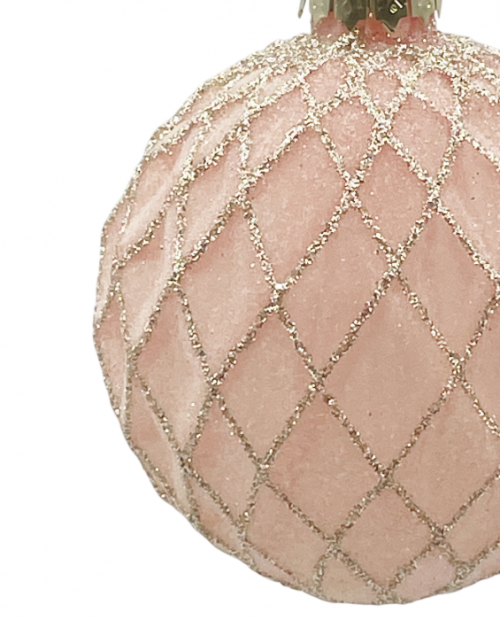 Glob din sticla LUXE DIAMOND, Roz, 8cm [2]