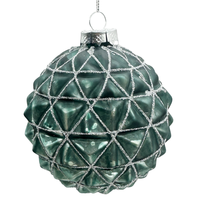 Glob verde smarald cu sclipici argintiu – model geometric elegant [1]
