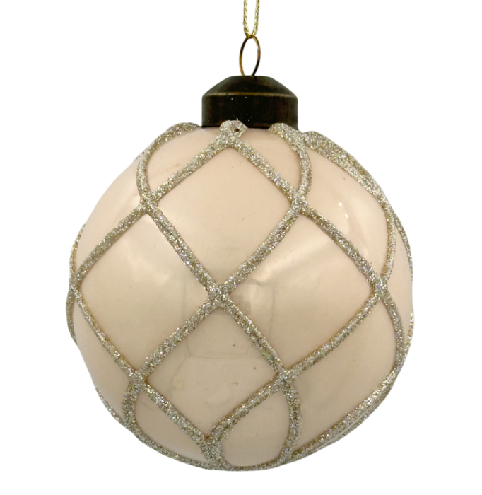 Glob din sticlă cu model sampanie sclipitor LUXE LAWRENCE, Crem, 8cm [1]
