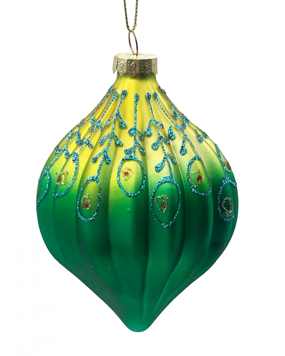 Glob din sticla LUXE PEACOCK, Verde Albastru, 8cm [1]