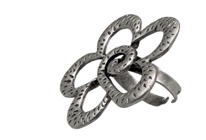 Inel din zamac DIKKA cu simboluri florale - Accesoriu vintage [3]