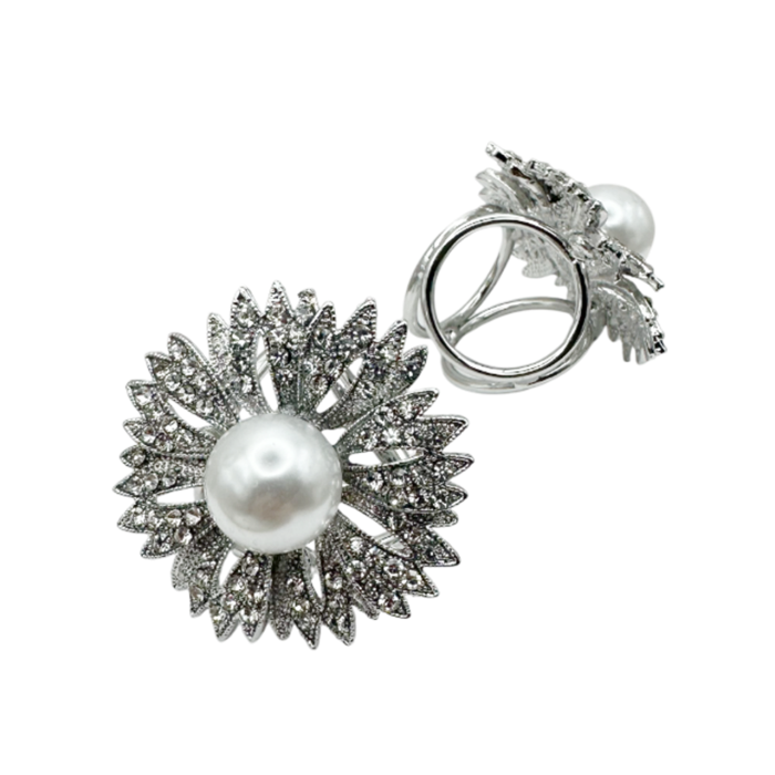 Inel pentru esarfa PEARL, Argintiu, 4cm [1]