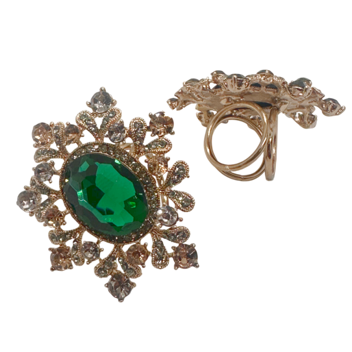 Inel de Eșarfă Elegant cu Cristal Negru | Prăvălia cu Surprize [4]