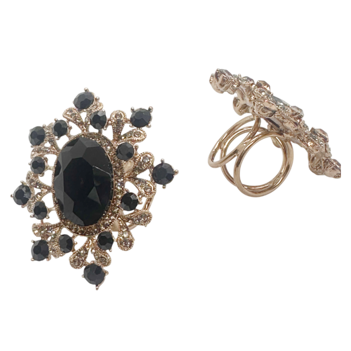 Inel de Eșarfă Elegant cu Cristal Negru | Prăvălia cu Surprize [3]