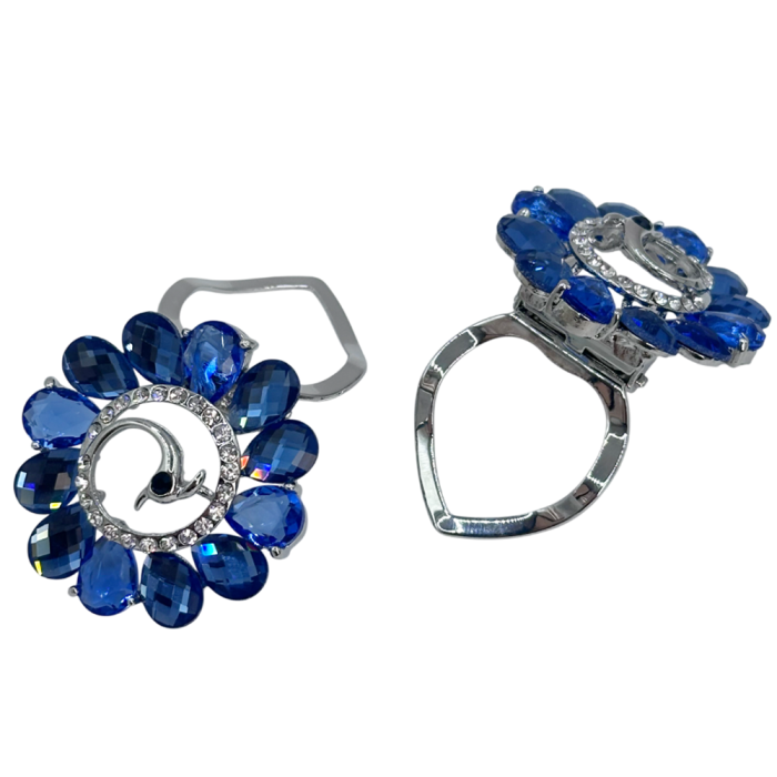 Inel pentru Eșarfă cu Cristale Albastre – Accesoriu Elegant Argintiu [3]