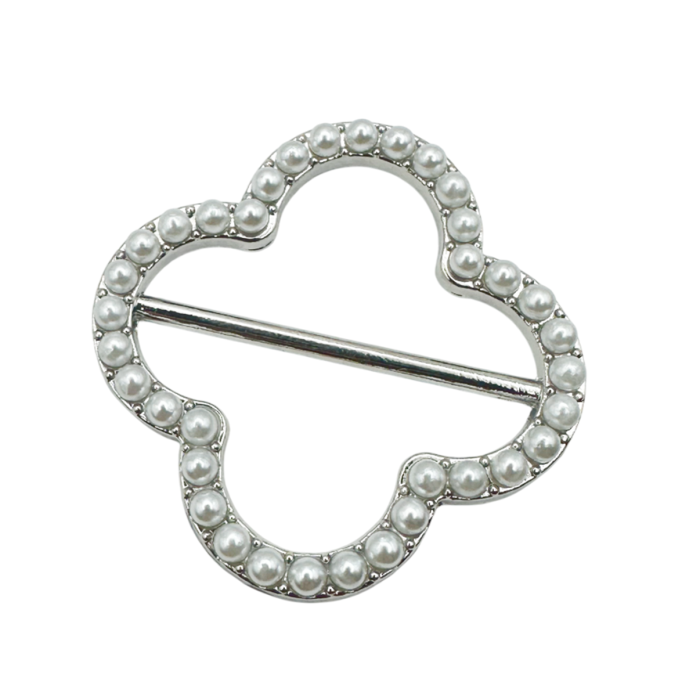 Inel pentru esarfa sau camasa CLOVER, Argintiu, 4cm [1]