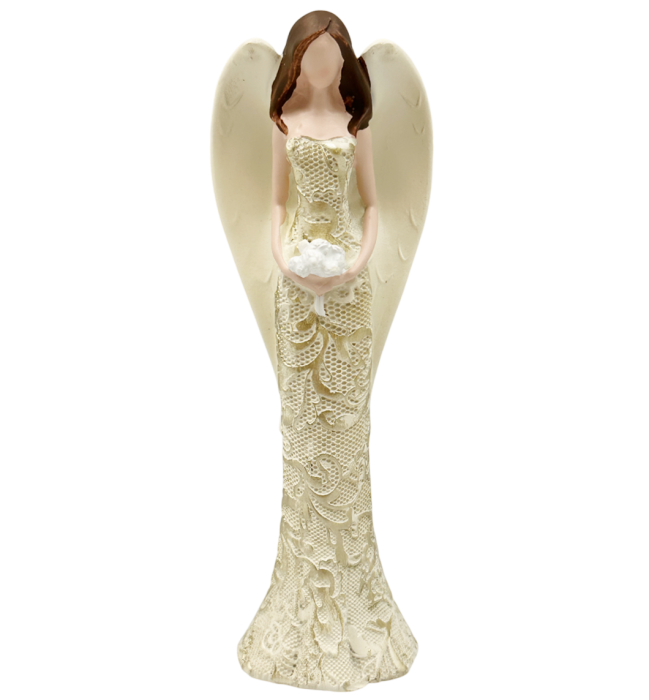 Inger Decorativ SERENITY Ivoire, Cu Rochie Texturata, 14cm [2]