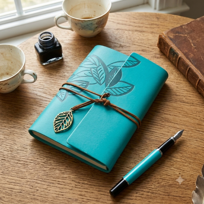 Jurnal Vintage NATURE - Agenda 13x18 cm - Verde turcoaz [2]
